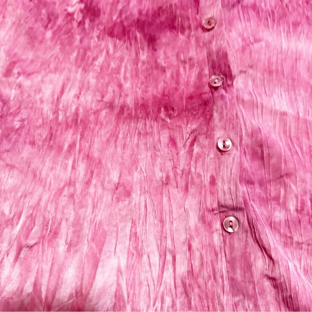 Y2k Rave Pink tie dye button up shirt size large made in the USA - Picture 9 of 12